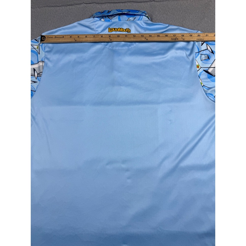 Loudmouth Golf Martini Cocktail Shaker Polo Shirt Blue Mens XL Short Sleeve - Picture 5 of 16